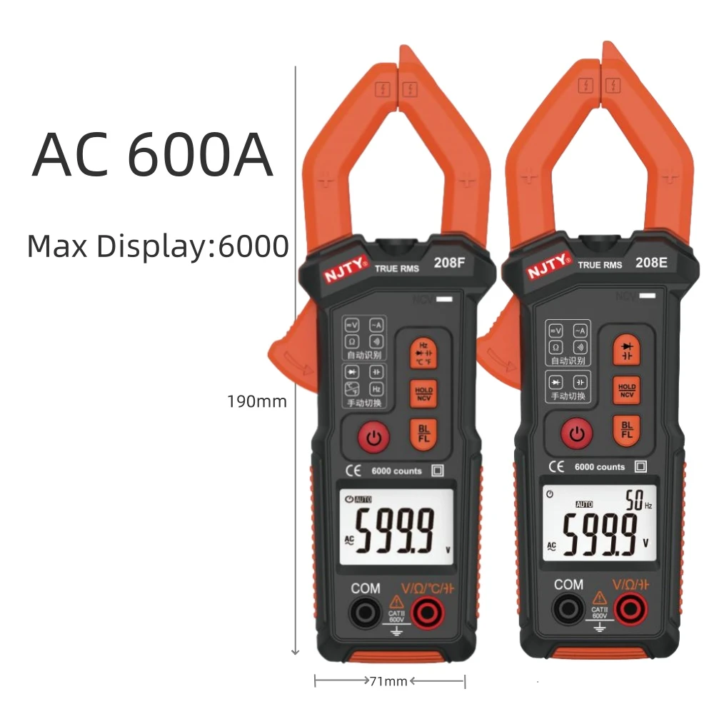 208 Series 600A AC Digital Clamp Meter