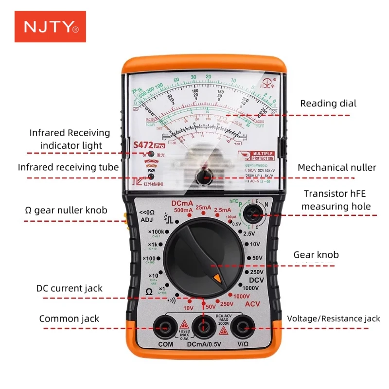 S471/472Pro Mini Electrical maintenance Analog Multimeter High precision S471/472Pro Mini Electrical maintenance Analog Multimeter High precision