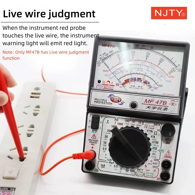MF47 Internal magnetic Analog Multimeter Live/Neutral wire identification MF47 Internal magnetic Analog Multimeter Live/Neutral wire identification