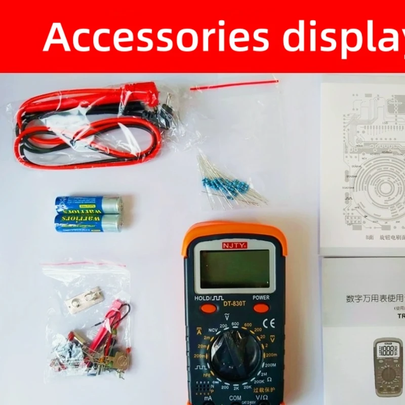 DT830T Pointer Multimeter DIY Kit Electronic Production Parts Learning Suite