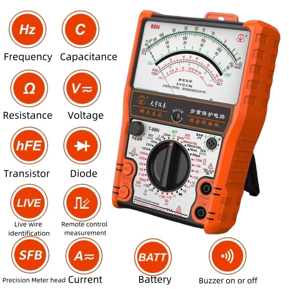 New Analog Multimeter T88A/B/C /L//N AC/DC 2500V Resistor Tester New Analog Multimeter T88A/B/C /L//N AC/DC 2500V Resistor Tester